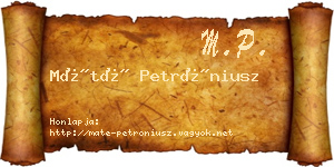 Máté Petróniusz névjegykártya